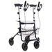 DEAMBULATORE PIEGHEVOLE DA ESTERNO / ROLLATOR - 4 RUOTE con freni - sedile cestino e vassoio - portata 136kg